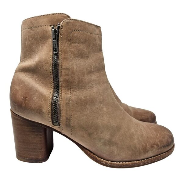 Frye Addie Double Zip Boots In Stone Tan Women’s Size 11 Leather Fall Winter - Picture 2 of 16